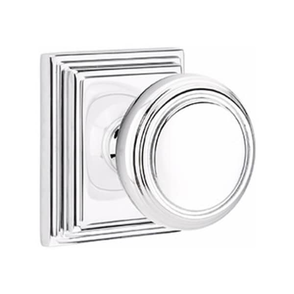 Emtek Norwich Knob 2-3/8 in Backset Passage w/Wilshire Rose for 1-1/4 in to 2 in Door Polished Chrome 8161NWUS26 - main
